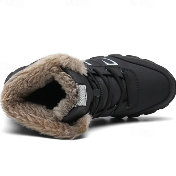 Men's Khaki Winter Hiking Boots – Fur-Lined Warm Outdoor Boots with Durable Non-Slip Sole for Cold Weather