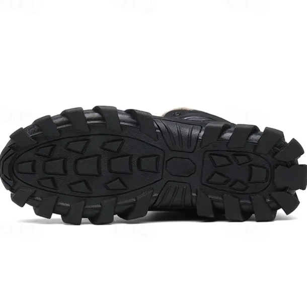 Men's Khaki Winter Hiking Boots – Fur-Lined Warm Outdoor Boots with Durable Non-Slip Sole for Cold Weather