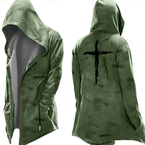 Men's Knights Templar Graphic Prints Cross Hoodie Hoodies Sweatshirt Streetwear Basic Long Sleeve Hooded Sports & Outdoor Daily Going out Black Yellow Pocket Print Fall & Winter Designer