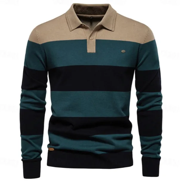 Men's Knit Color Block Half Zip Knitwear Elegant Christmas Gifts Home Clothing Apparel Fall Winter Navy Blue Orange S M L