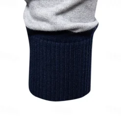 Men's Knit Color Block Half Zip Knitwear Elegant Christmas Gifts Home Clothing Apparel Fall Winter Navy Blue Orange S M L