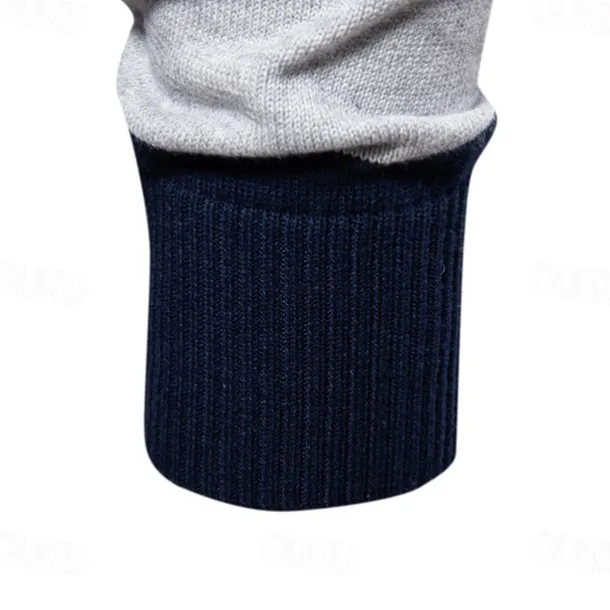 Men's Knit Color Block Half Zip Knitwear Elegant Christmas Gifts Home Clothing Apparel Fall Winter Navy Blue Orange S M L