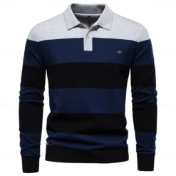 Men's Knit Color Block Half Zip Knitwear Elegant Christmas Gifts Home Clothing Apparel Fall Winter Navy Blue Orange S M L