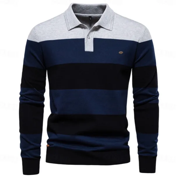 Men's Knit Color Block Half Zip Knitwear Elegant Christmas Gifts Home Clothing Apparel Fall Winter Navy Blue Orange S M L