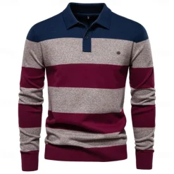 Men's Knit Color Block Half Zip Knitwear Elegant Christmas Gifts Home Clothing Apparel Fall Winter Navy Blue Orange S M L