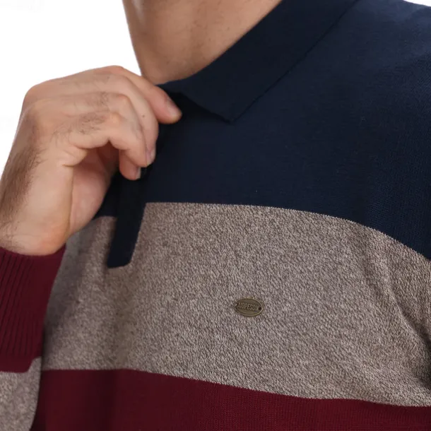 Men's Knit Color Block Half Zip Knitwear Elegant Christmas Gifts Home Clothing Apparel Fall Winter Navy Blue Orange S M L