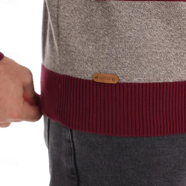 Men's Knit Color Block Half Zip Knitwear Elegant Christmas Gifts Home Clothing Apparel Fall Winter Navy Blue Orange S M L