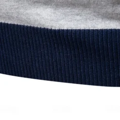 Men's Knit Color Block Half Zip Knitwear Elegant Christmas Gifts Home Clothing Apparel Fall Winter Navy Blue Orange S M L