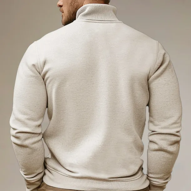 Men's Knit Solid Color Half Zip Knitwear Elegant Christmas Gifts Home Clothing Apparel Fall Winter Light Grey Beige S M L