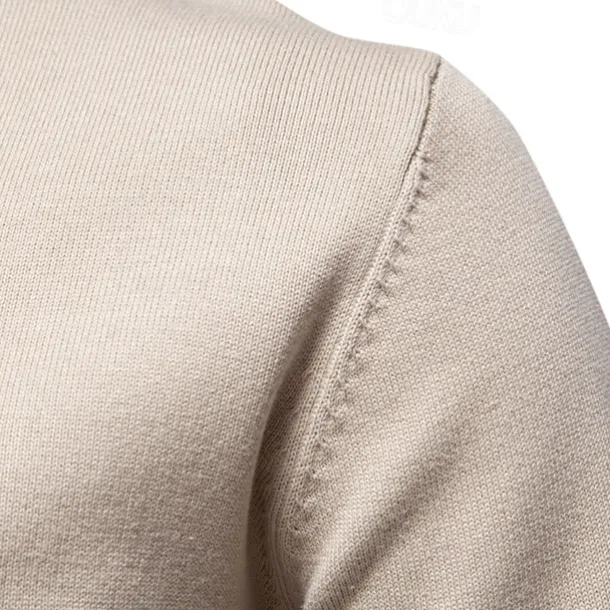 Men's Knit Solid Color Half Zip Knitwear Elegant Christmas Gifts Home Clothing Apparel Fall Winter Light Grey Beige S M L