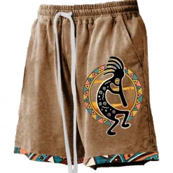 Men's Kokopelli Board Shorts Swim Shorts Swim Trunks Mid Waist Hawaiian Ethnic Casual Holiday Beach Drawstring with Mesh lining Elastic Waist Designer Clothing Apparel