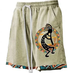 Men's Kokopelli Board Shorts Swim Shorts Swim Trunks Mid Waist Hawaiian Ethnic Casual Holiday Beach Drawstring with Mesh lining Elastic Waist Designer Clothing Apparel