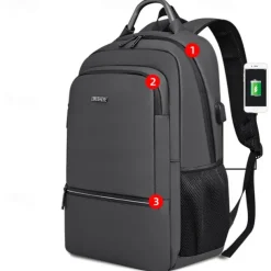 Men's Laptop Backpack for School and Work – Slim Waterproof College Bookbag with USB Charging Port, Lightweight Business Travel Daypack
