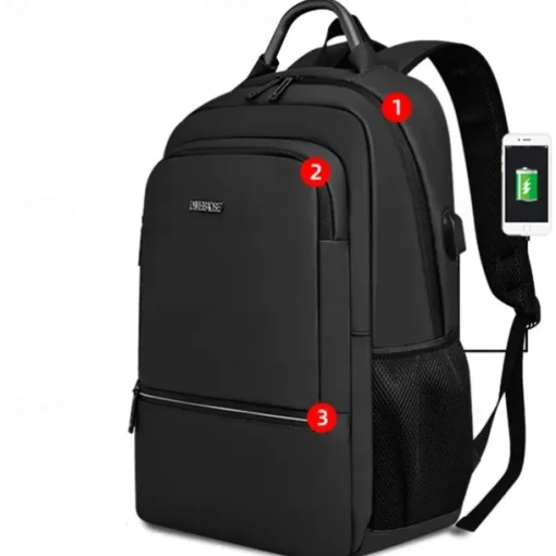 Men's Laptop Backpack for School and Work – Slim Waterproof College Bookbag with USB Charging Port, Lightweight Business Travel Daypack