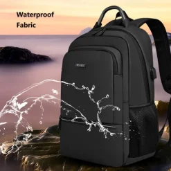 Men's Laptop Backpack for School and Work – Slim Waterproof College Bookbag with USB Charging Port, Lightweight Business Travel Daypack