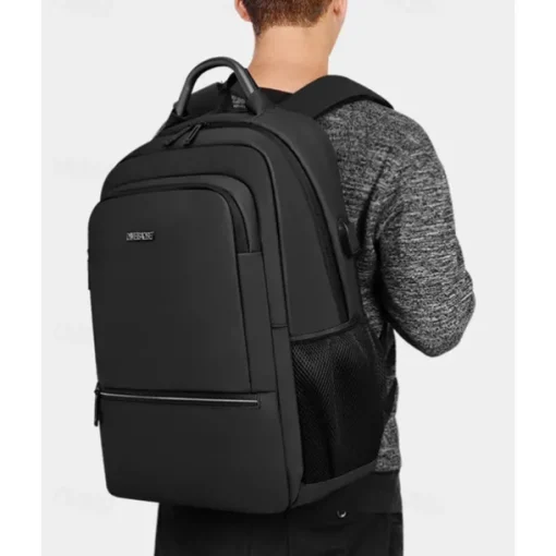 Men's Laptop Backpack for School and Work – Slim Waterproof College Bookbag with USB Charging Port, Lightweight Business Travel Daypack