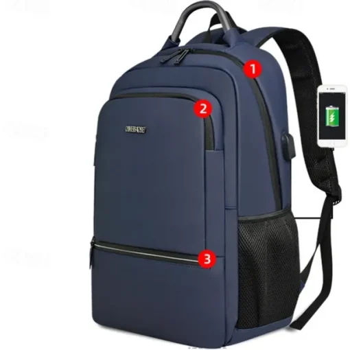Men's Laptop Backpack for School and Work – Slim Waterproof College Bookbag with USB Charging Port, Lightweight Business Travel Daypack
