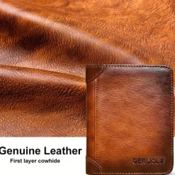 Men's Large Capacity RFID Blocking Cowhide Leather Wallet – Bifold ID Card Holder with Security Protection