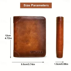 Men's Large Capacity RFID Blocking Cowhide Leather Wallet – Bifold ID Card Holder with Security Protection