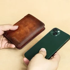 Men's Large Capacity RFID Blocking Cowhide Leather Wallet – Bifold ID Card Holder with Security Protection