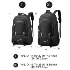 Men's Large Capacity School and Travel Backpack – 55L Water-Resistant Multi-Compartment Bag for High School, College, Hiking, or Commuting