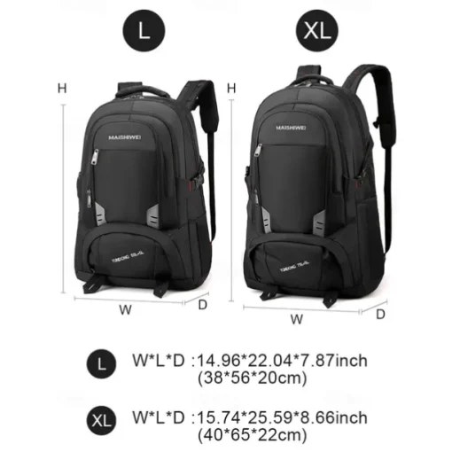 Men's Large Capacity School and Travel Backpack – 55L Water-Resistant Multi-Compartment Bag for High School, College, Hiking, or Commuting