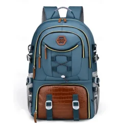 Men's Large Capacity USB Charging Backpack with Shoe Compartment, Water-Resistant Oxford School Bag for College Students and Outdoor Travel