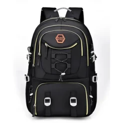 Men's Large Capacity USB Charging Backpack with Shoe Compartment, Water-Resistant Oxford School Bag for College Students and Outdoor Travel