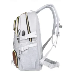 Men's Large Capacity USB Charging Backpack with Shoe Compartment, Water-Resistant Oxford School Bag for College Students and Outdoor Travel