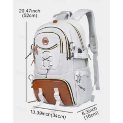 Men's Large Capacity USB Charging Backpack with Shoe Compartment, Water-Resistant Oxford School Bag for College Students and Outdoor Travel