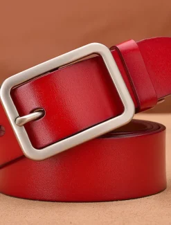 Men's Leather Belt Casual Belt Black Red Dermis Retro Traditional Plain Daily Wear Going out Weekend