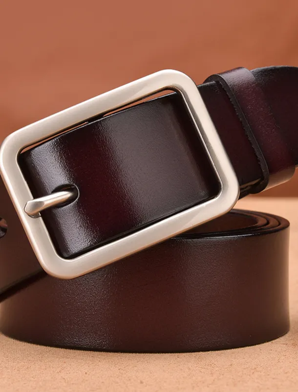 Men's Leather Belt Casual Belt Black Red Dermis Retro Traditional Plain Daily Wear Going out Weekend