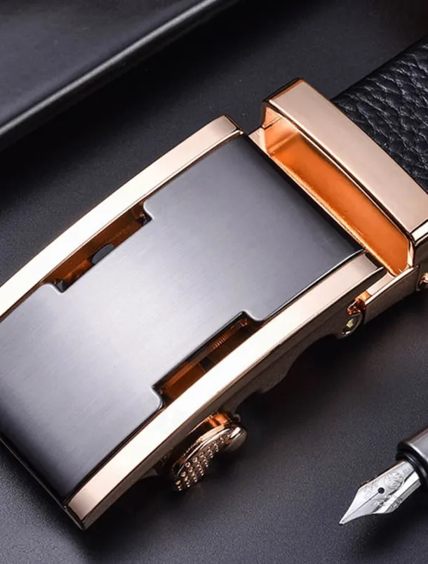 Men's Leather Belt Ratchet Belt Silver Gold Dermis Retro Traditional Plain Daily Wear Going out Weekend