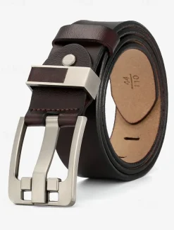 Men's Leather Belt with Stylish Metal Buckle – Durable and Adjustable for Casual & Formal Wear