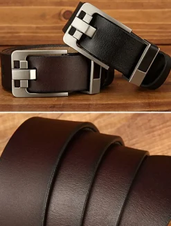 Men's Leather Belt with Stylish Metal Buckle – Durable and Adjustable for Casual & Formal Wear