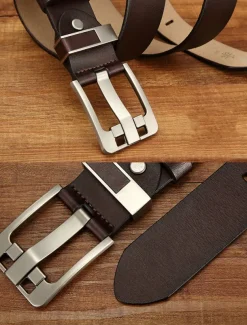 Men's Leather Belt with Stylish Metal Buckle – Durable and Adjustable for Casual & Formal Wear