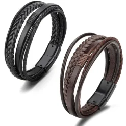 Men's Leather Bracelet Classic Imagine Stylish Simple Ethnic Fashion Casual / Sporty Leatherette Bracelet Jewelry Black / Brown For School Gift Daily Prom Festival