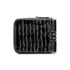 Men's leather crocodile patterned top layer cowhide zippered wallet with horizontal multi slot thickened photo album anti-theft brush wallet