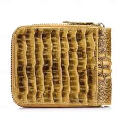 Men's leather crocodile patterned top layer cowhide zippered wallet with horizontal multi slot thickened photo album anti-theft brush wallet