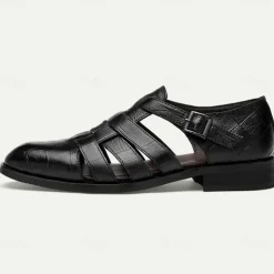 Men's Leather Fisherman Sandals - Stylish Closed-Toe Dress Shoes with Buckle for Formal and Casual Wear