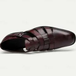 Men's Leather Fisherman Sandals - Stylish Closed-Toe Dress Shoes with Buckle for Formal and Casual Wear