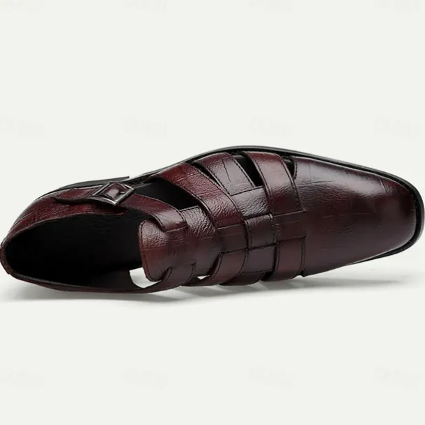 Men's Leather Fisherman Sandals - Stylish Closed-Toe Dress Shoes with Buckle for Formal and Casual Wear
