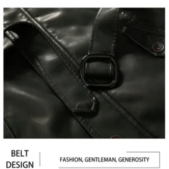 Men's Leather Jacket Motorcycle Jacket Outdoor Daily Wear Windproof Warm Pocket With Belt Fall Winter Plain Fashion Streetwear Stand Collar Regular Yellow Jacket