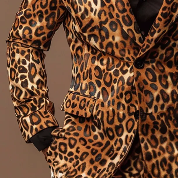Men's Leopard Print Long Sleeve Turndown Artistic Casual Outdoor Street Daily Buttons 3D Print Multi Pocket