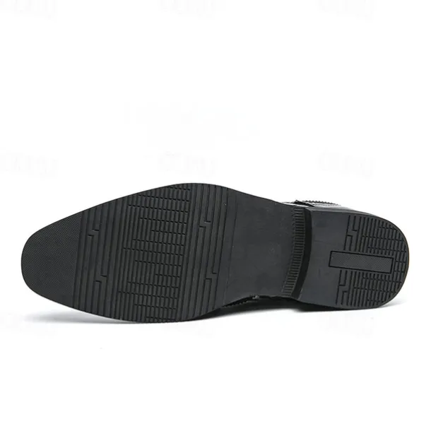 Men's Leopard Print Oxford Shoes - Patent Faux Leather Accents with Brogue Detailing for Formal and Party Occasions