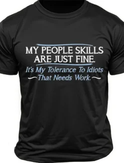 Men's Letter Funny T Shirt Tee Top 100% Cotton Short Sleeve Graphic Shirt Black Dark Grey Army Green Comfortable Tee Street Sports Outdoor Fashion Designer Clothing