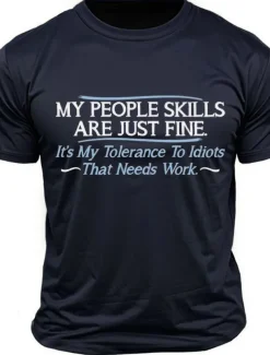 Men's Letter Funny T Shirt Tee Top 100% Cotton Short Sleeve Graphic Shirt Black Dark Grey Army Green Comfortable Tee Street Sports Outdoor Fashion Designer Clothing