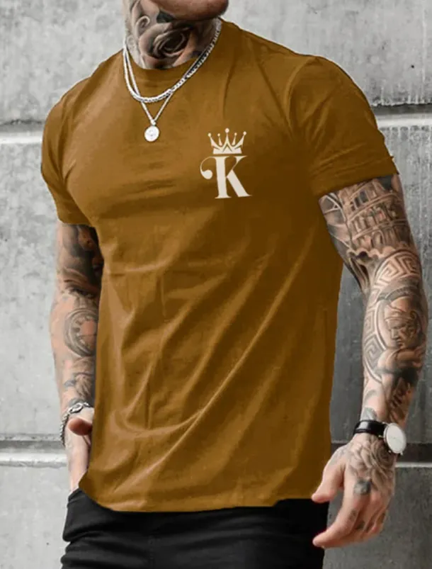 Men's Letter Graphic Prints T Shirt Graphic Tee Cotton Short Sleeves Graphic Shirt Black Army Green Dark Blue Comfortable Tee Vacation Street Fashion Designer Clothing