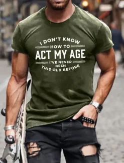 Men's Letter Graphic Prints T Shirt Graphic Tee Cotton Short Sleeves Graphic Shirt Black Navy Blue Green Comfortable Tee Vacation Street Fashion Designer Clothing