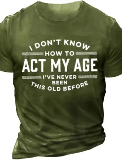 Men's Letter Graphic Prints T Shirt Graphic Tee Cotton Short Sleeves Graphic Shirt Black Navy Blue Green Comfortable Tee Vacation Street Fashion Designer Clothing